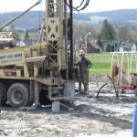 Vertical bore hole being drilled for Geothermal